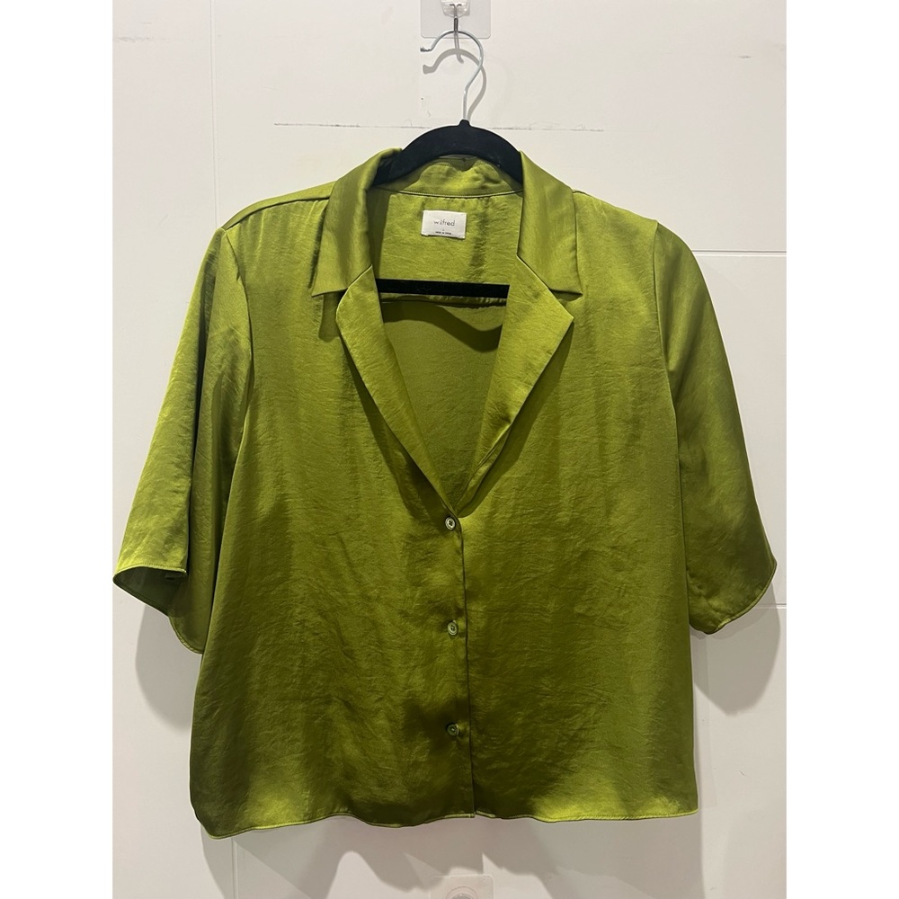 Aritzia Wilfred Satin Green Shirt